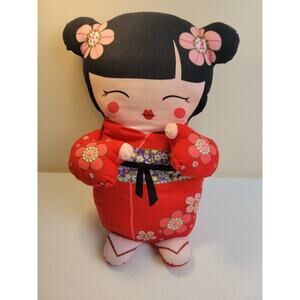 Sakura Cherry Blossom Geisha Girl Handmade Soft Cute Plush Stuffed Pillow Doll